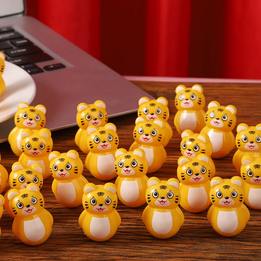 20 Stuks Tijger Tumbler Creatieve Wiebelende Versiering Thuiskantoor Desktop Decoratie Kindercadeau Tumbler Speelgoed Wiebelend Speelgoed
