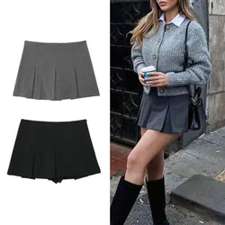 HXAO Women's Y2k Skirt Shorts 2025 Spring Summer Mid Waist Short Skirt Pants Fashion Casual Elegant Grey Black Mini Skirts