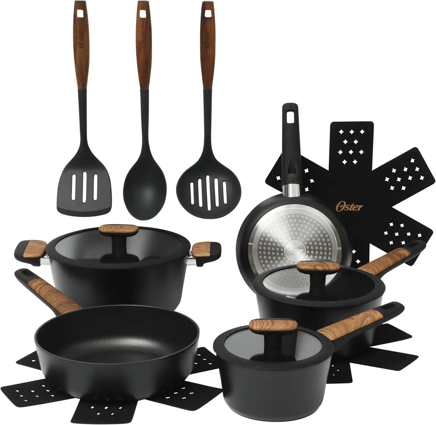 

Platinum Oxburg 14 Piece Forged Aluminum PFA Free Non-toxic Premium Ceramic Non Stick Interior Cookware & Kitchen Tools