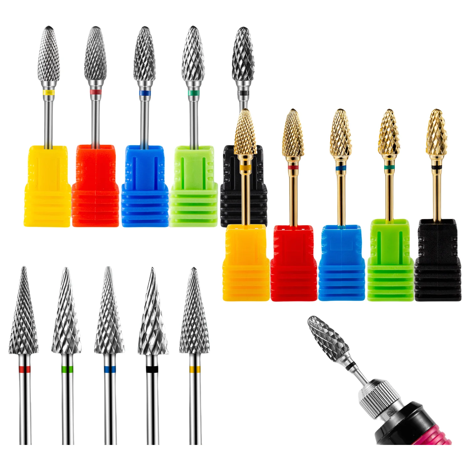 

5 шт., 2,35 мм, боры из карбида вольфрама с хвостовиком, 3/32 дюйма, режущие заусенцы с хвостовиком для вращающегося инструмента, для полировки сверл для ногтей