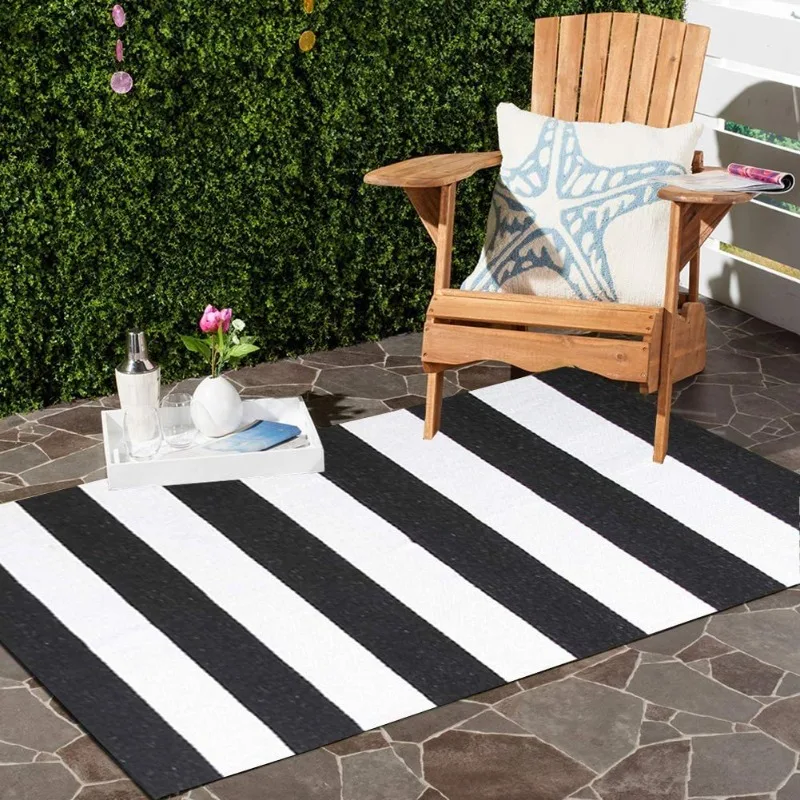 Carpet, home door, bedroom, Nordic style woven carpet, indoor and outdoor striped design,straight and minimalist carpet