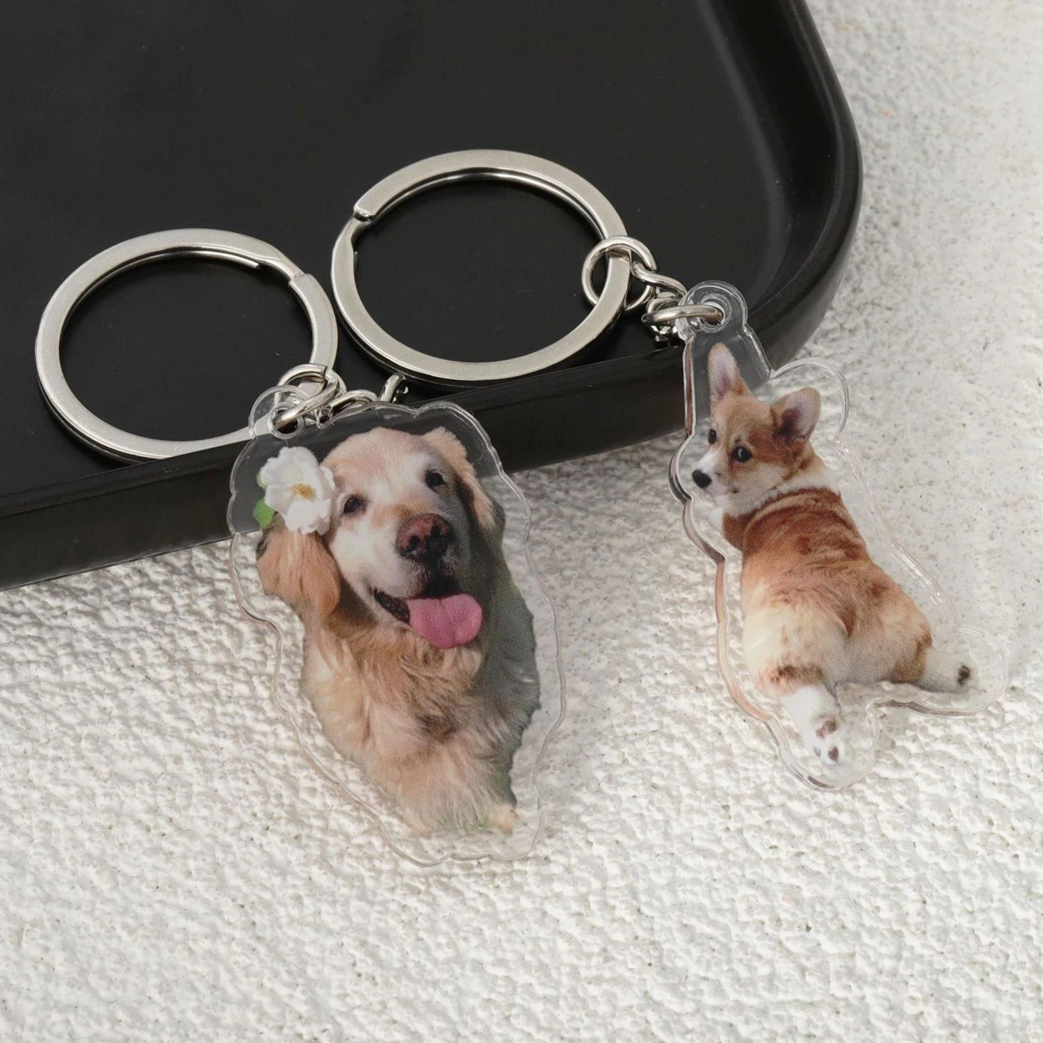 Acrílico personalizado Photo Keychain para mulheres, imagem personalizada, pet, cachorro, gato, presente para a família, Natal