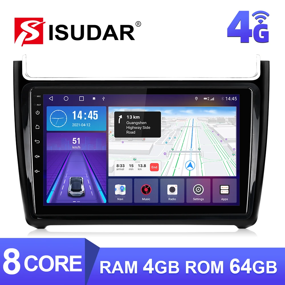 

ISUDAR Android 10 Car Radio for VW/Volkswagen/POLO Sedan 2009-2017 Navigation Multimedia Camera DSP 9‘’ QLED Screen wifi No 2din