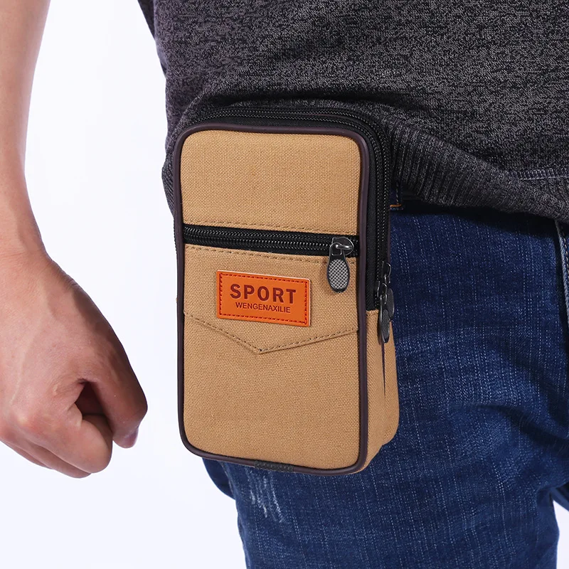 

Холщовая молния, поясная сумка на пояс, поясная сумка для мобильного телефона, износостойкий поясной кошелек