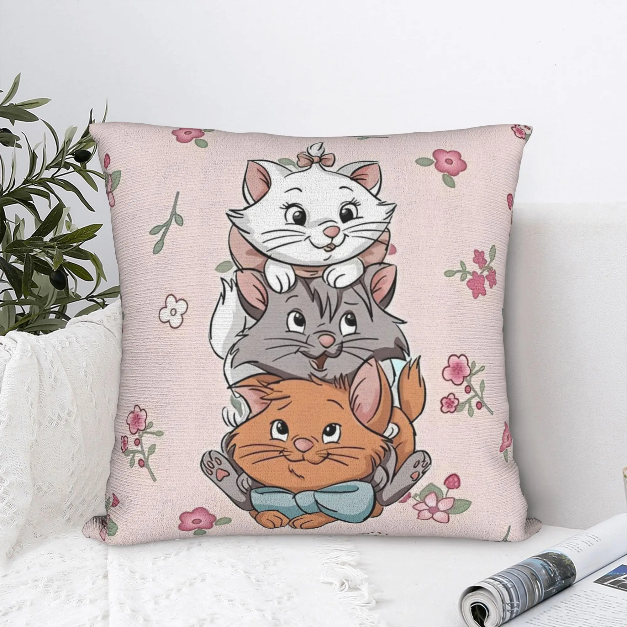 Marie Cat Aristocats Square Pillowcases Polyester Couch  Cushion Case Creative Decorative Pillow Cover 45*45