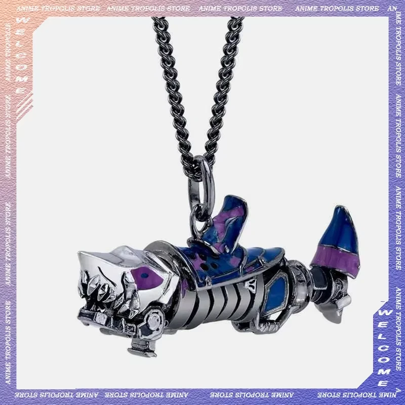 In Stock Spot Arcane League of Legends Jinx Shark Cannon Graffiti Fishbone Necklace Pendant Cyberpunk Mecha Pendant Ornaments