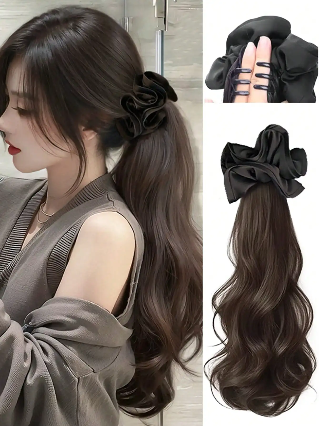 

Synthetic Ponytail,Synthetic Hair Bun Ponytail Hair Piece, Claw Clip Bun Hair Clip, Synthetic Fake Buns Hairs Extensions
