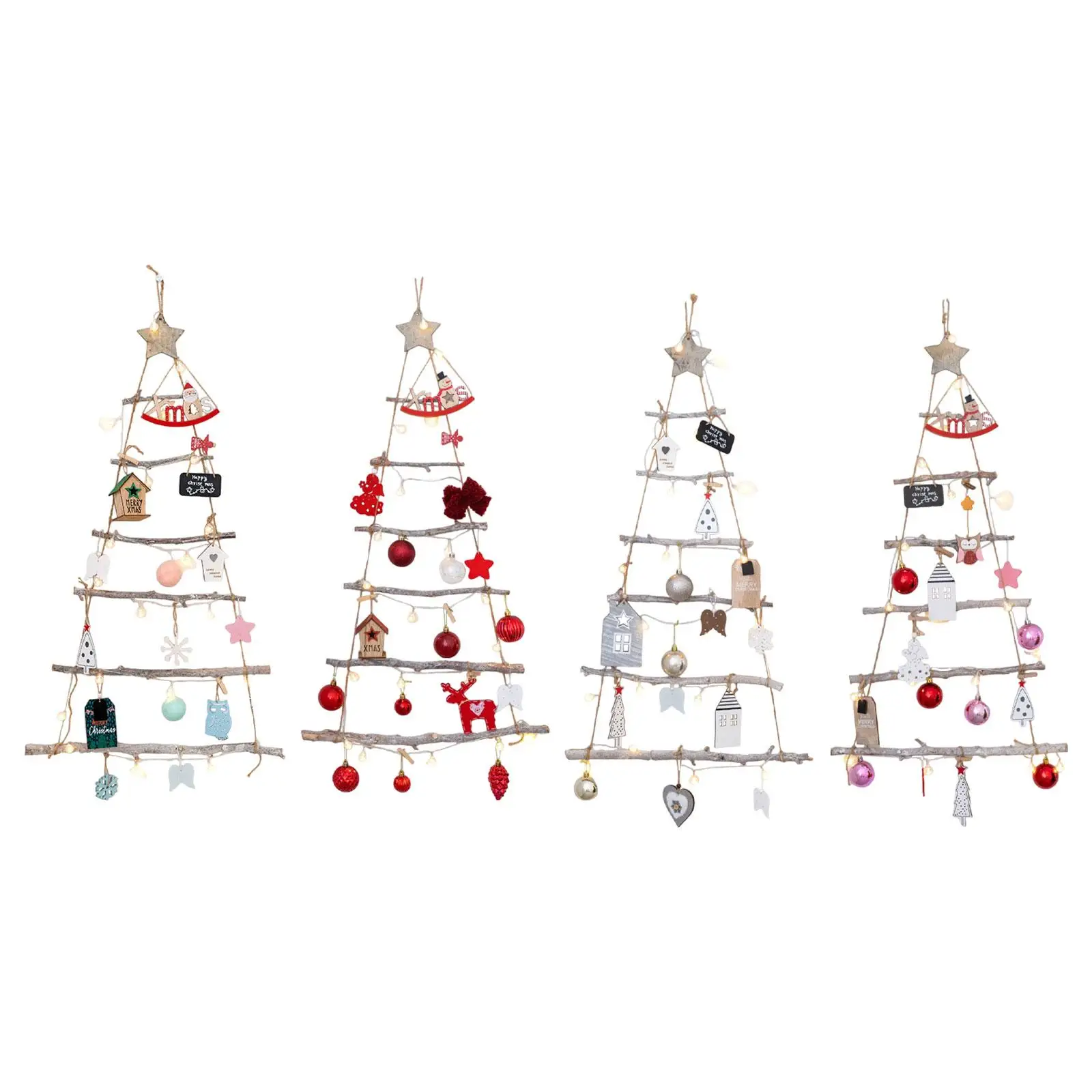 

Подвесная рождественская елка с деревянной лестницей, украшение для дома, украшение стены для