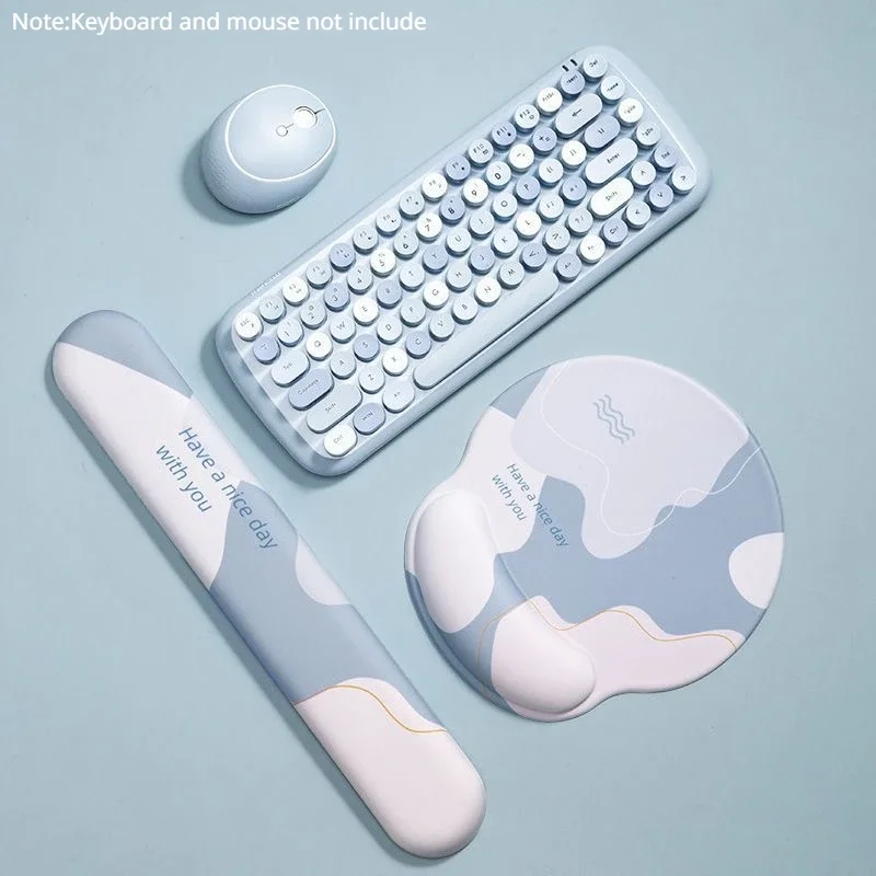 Silicone Mouse Pad With Keyboard Wrist Rest Set Nonslip Ergonomic Hand Support Mice Mat 3D Mousepad For Game Laptop Office Work