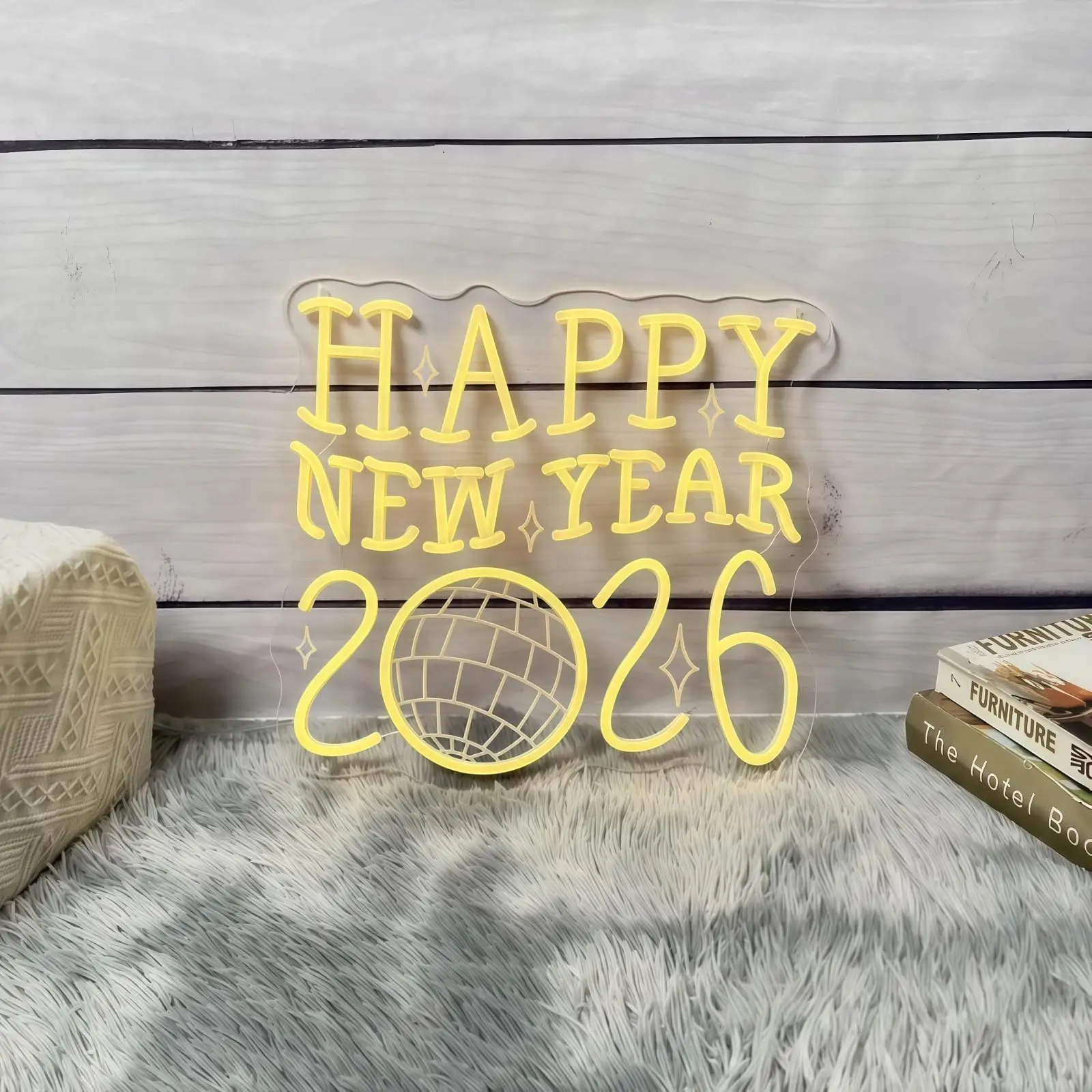 ديسكو سنة جديدة سعيدة 2026 النيون الكرة مصباح ليد جدار ديكور ل ريترو السنة الجديدة حفلة عيد الميلاد حفلة المنزل هدية احتفالية Vibran #3