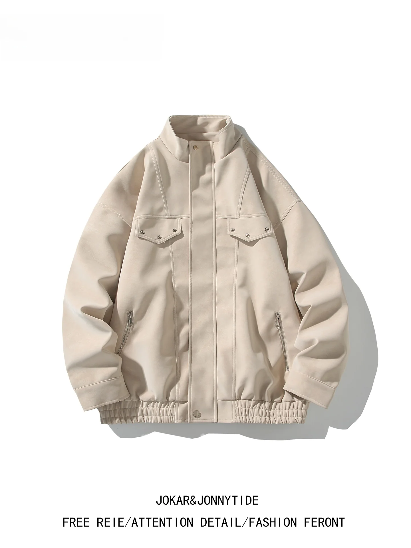 JOKARJONNY الأمريكية Sle ريترو التعادل صبغ بولي Leather الجلود Jaet الرجال فضفاض دراجة نارية Jaet الخريف Faion العلامة التجارية ملابس خارجية #2