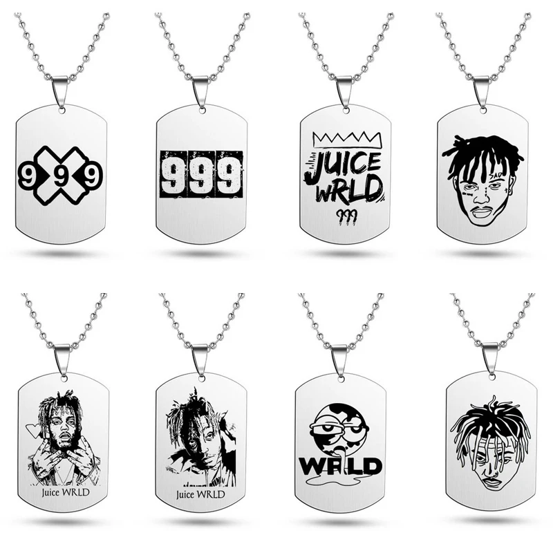 New Hip Hop Women Men Rapper Wrld 999 Necklace Jewelry Stainless Steel Pendant Juice Necklaces Chain Fans Fashion Jewelry Gifts