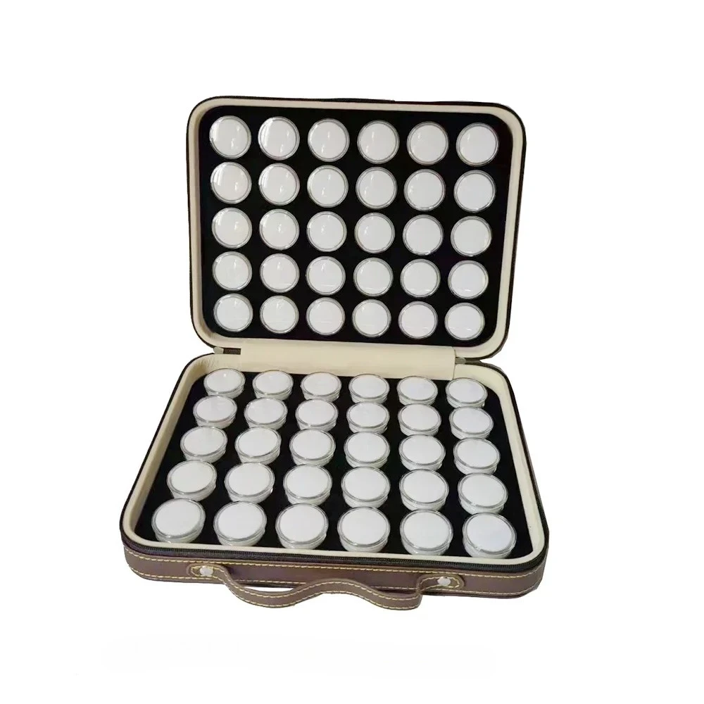 Transparent round Loose Diamond Storage Box Travel PU Case for Gemstone Charms Piercing Jewelry Display Beads Gem Case