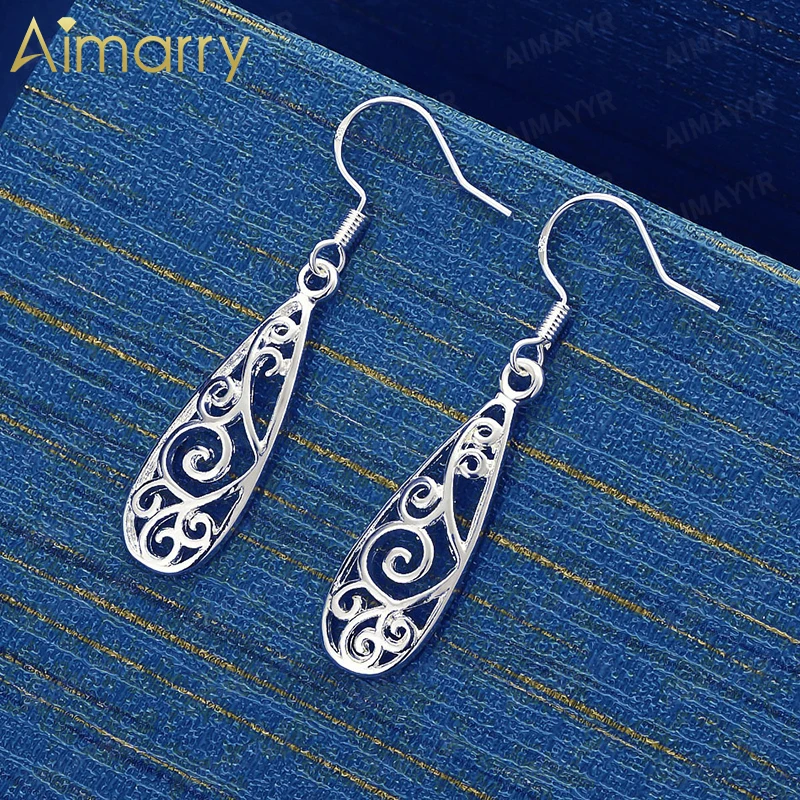 925 Sterling Silver Hollow Vine Droplet Shaped Earrings for Women's Parties Banquets Weddings High-quality Fashion Jewelry