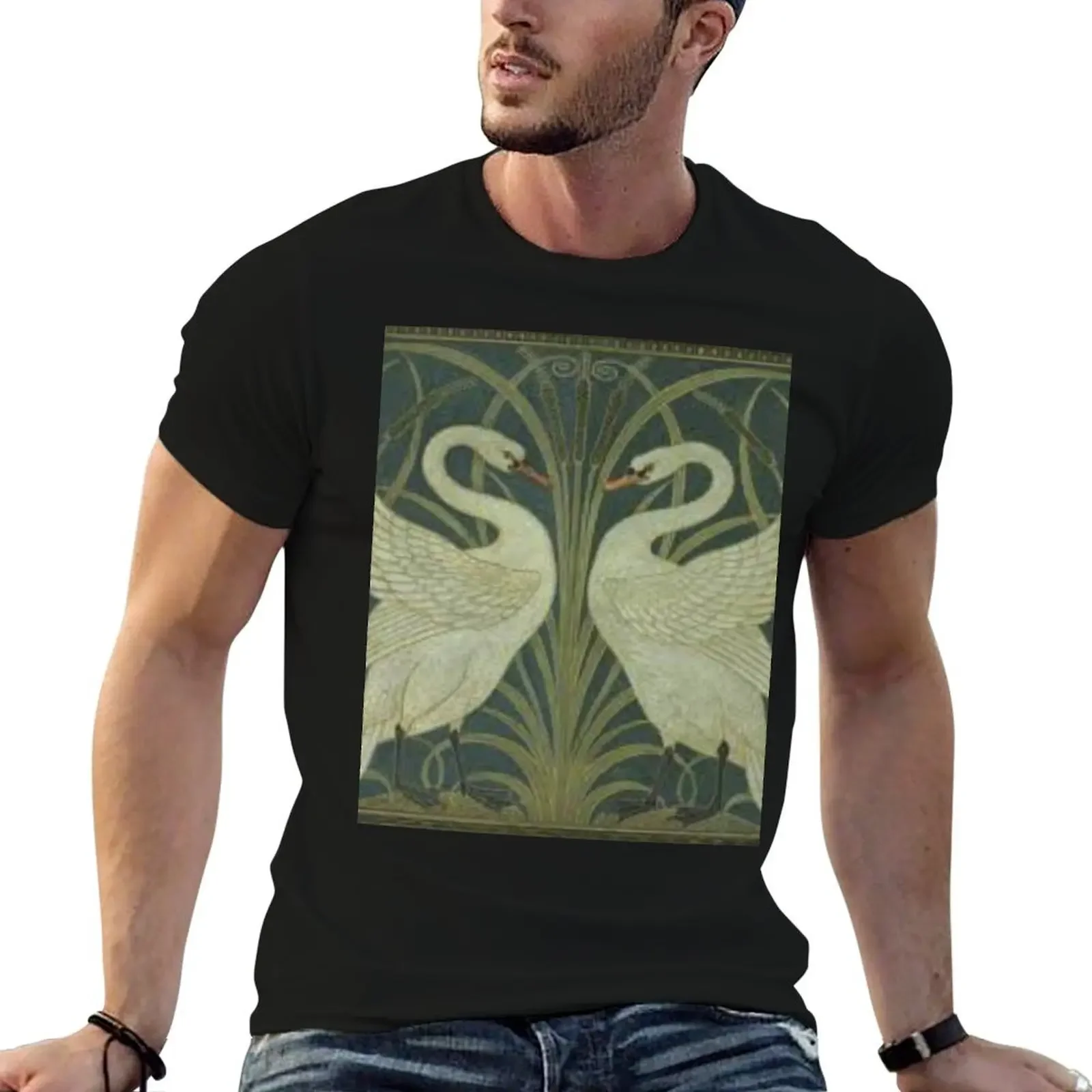 

Art Deco Swans T-Shirt heavyweights anime t shirts plus size tops street wear fitted t shirts for men