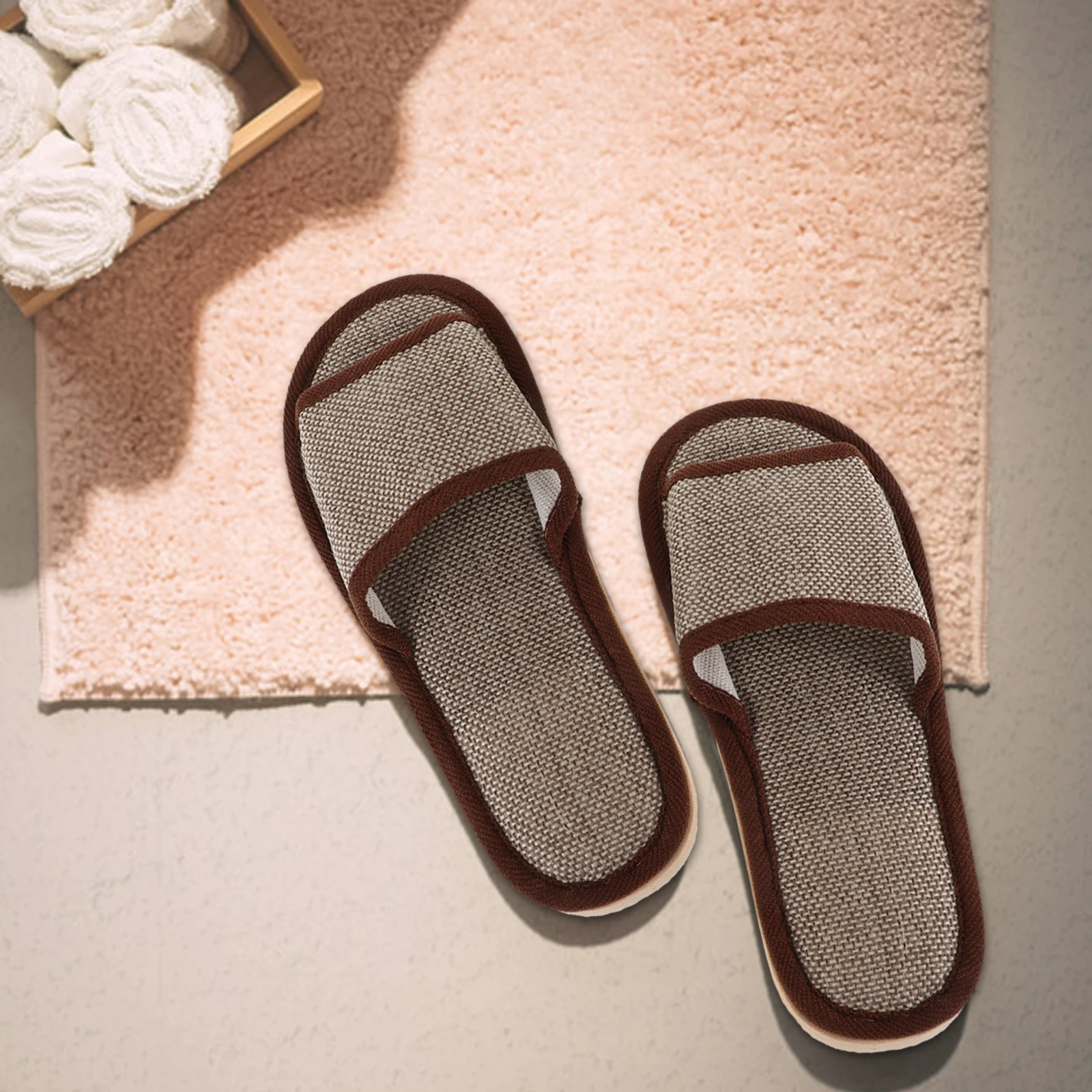 

Cotton Slippers for Home 2 Pairs Women Breathable Indoor Guests Summer EVA Linen Non Slip Waterproof Lightweight Shower Bathroom