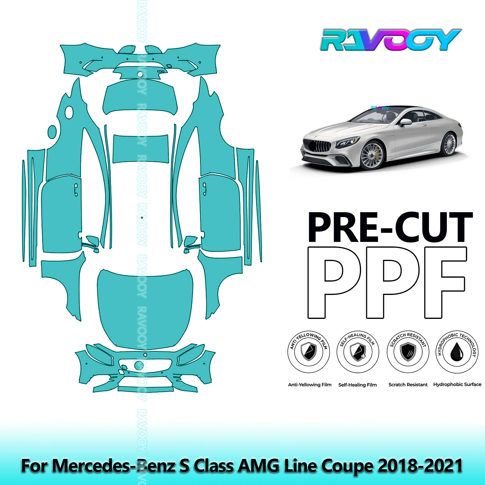 

Full Vehicle Clear Bra Precut PPF Paint Protection Film For Mercedes-Benz S Class AMG Line Coupe 2018-2021