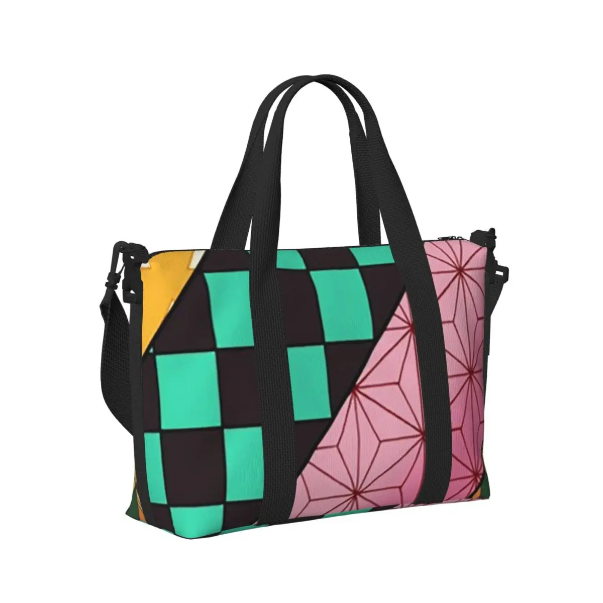 

Demons Slayers Anime Tanjiro Kamado Nezuko Beach Travel Bag Large Capacity Tote Bags for Yoga Women Shopping Duffle Shoulder Bag