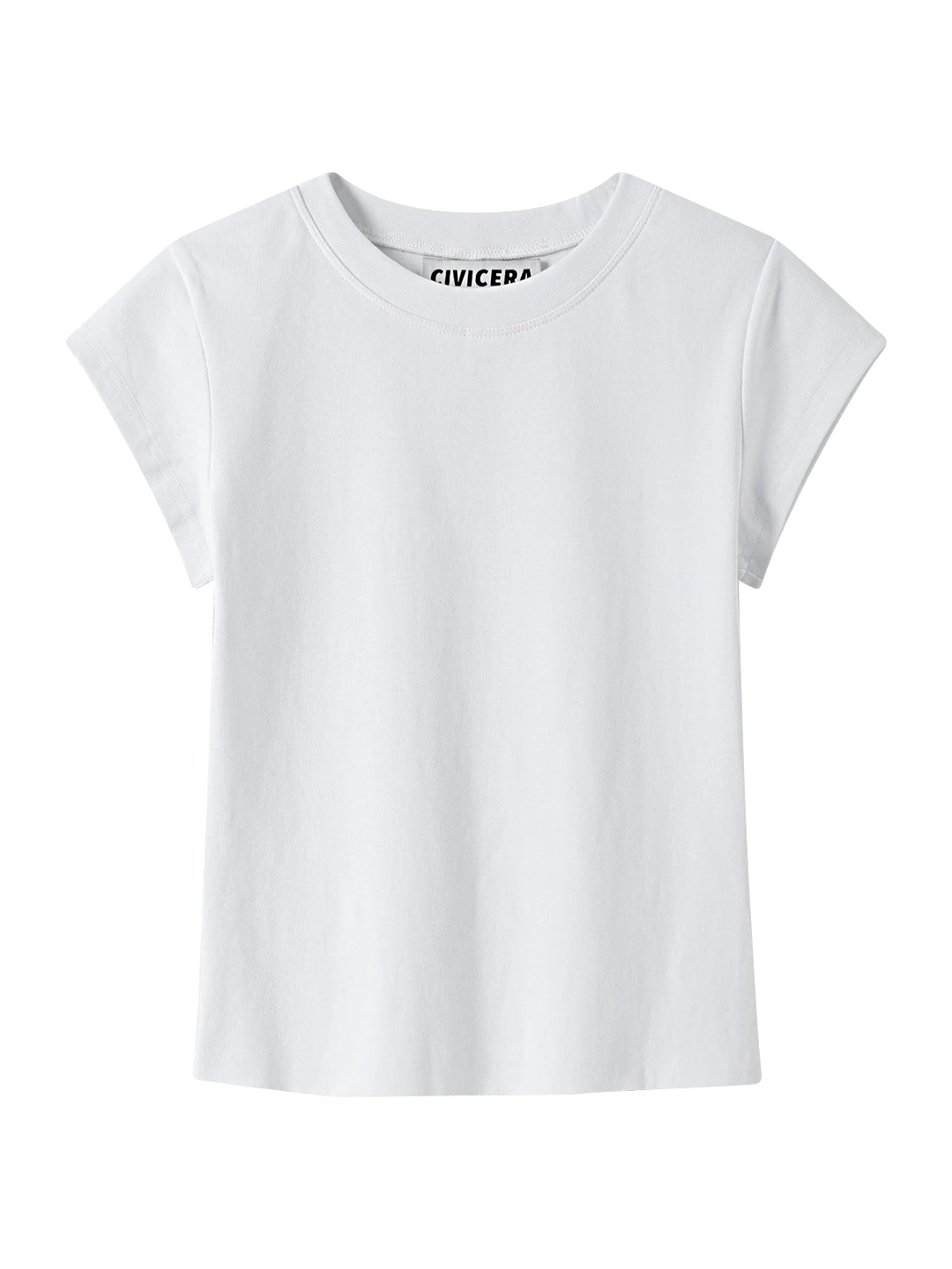 เสื้อยืดผู้หญิง CIVICERA สีขาว รุ่น Sve Basic เสื้อยืดลำลองใส่สบายสำหรับฤดูร้อน ทรงปกติ คอกลม ผ้าฝ้าย