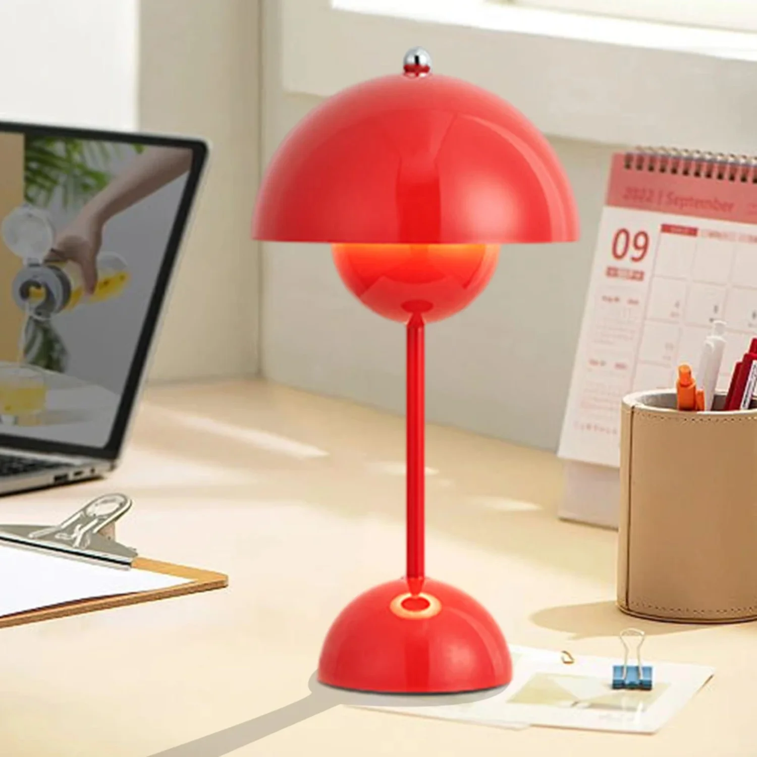 Mushroom Flower Bud LED Rechargeable Table Lamps Modern Desk Lamp Touch Night Light Dimmable  Restaurant Cafe Bedroom Decor