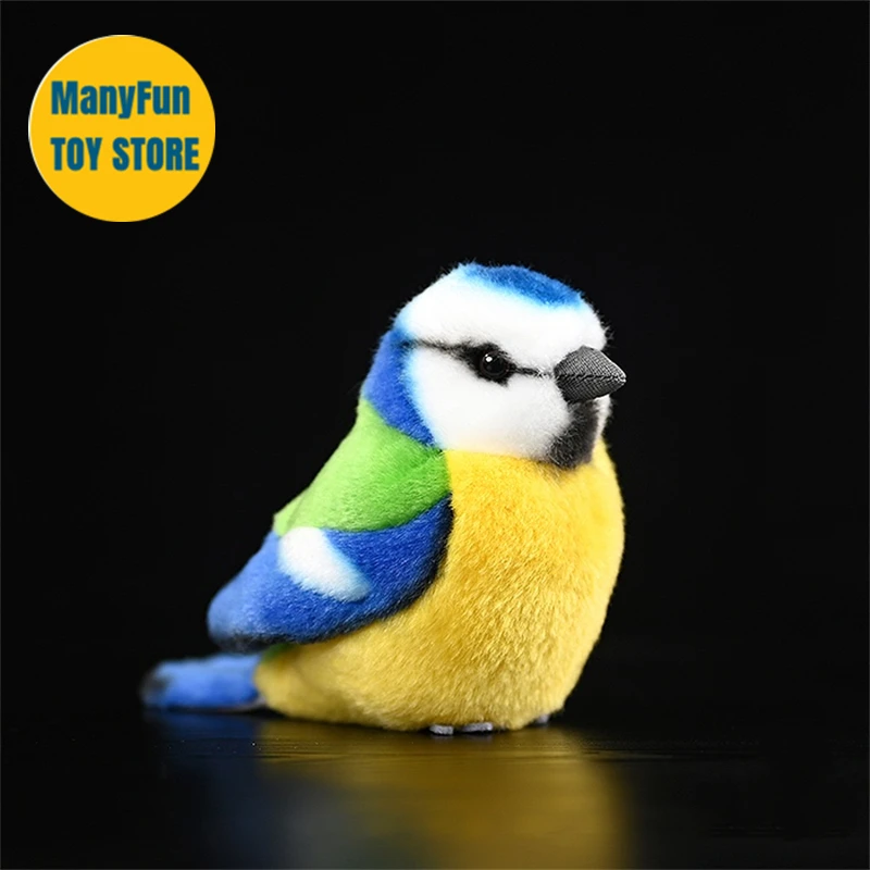 Realistic Eurasian Blue Tit Plush Toy High Fidelity Titmouse Plushie Tits Peluche Lifelike Bird Stuffed Animals Simulation Toys