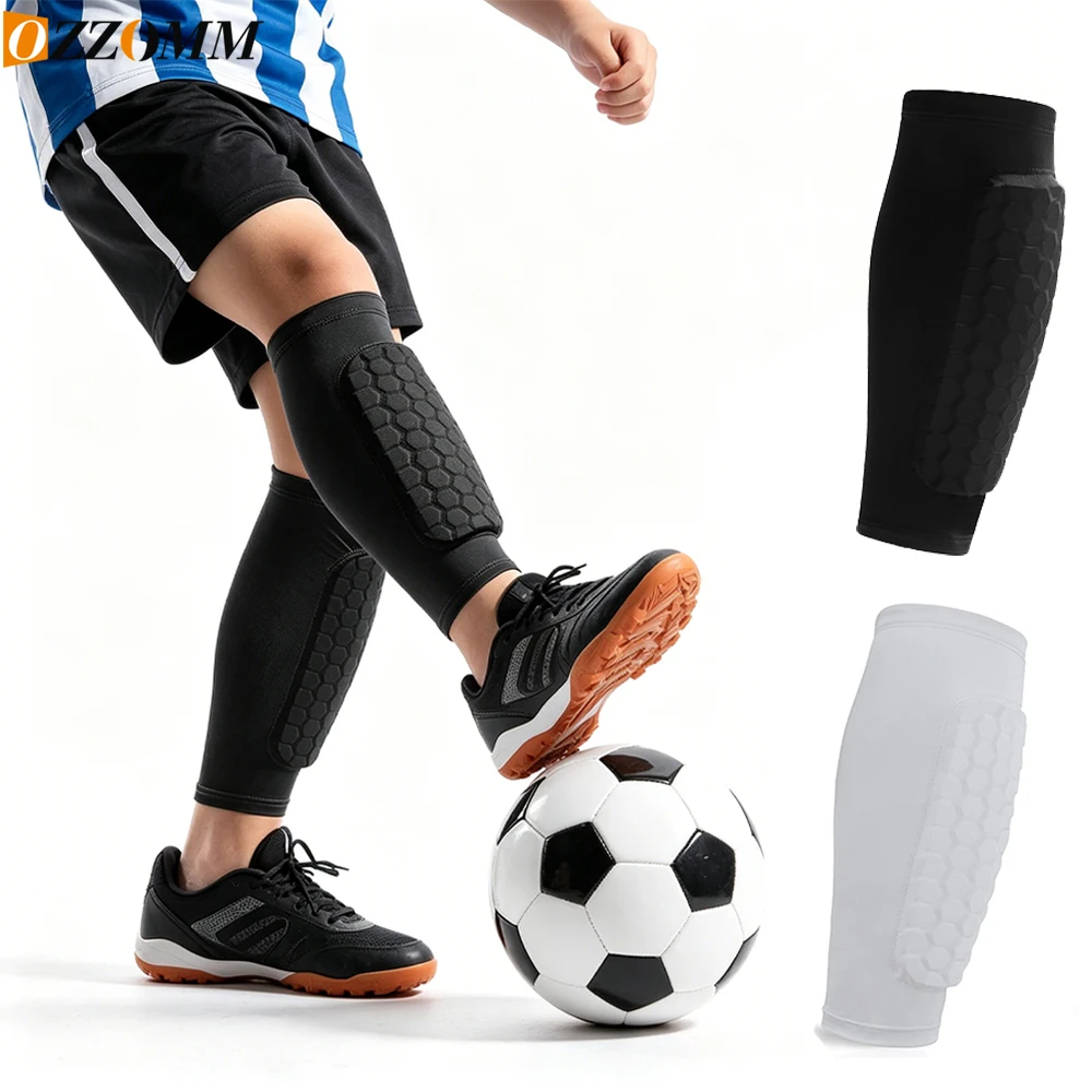 1/2PCS Fußball-Schienbeinschoner Kompressionsmanschette für Jugendliche, Wabenpolster Wadenstütze für Schienbeinschmerzen Baseball Boxen Kickboxen MTB