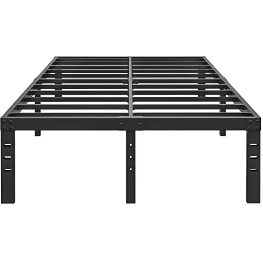 

Metal Size Bed Frame No Box Spring Needed - Easy Assembly Heavy Duty Noise Free Narrow Bedframes - Double Black Basic Steel Sla