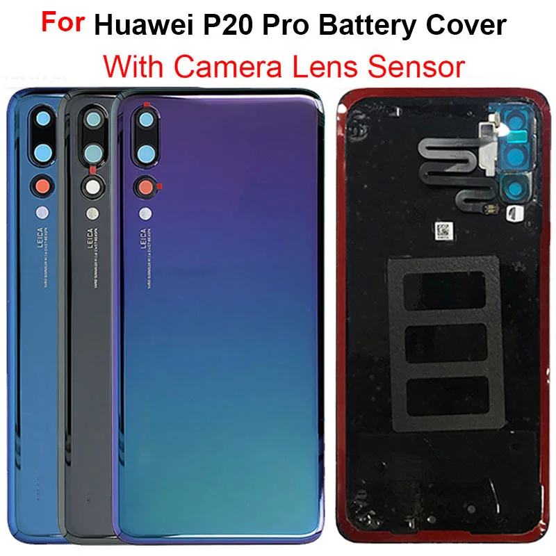 Nieuwe Achterkant Glas Voor Huawei P20 Pro Batterij Cover Achterhoes Deur + Camera Lens Sensor P20 Pro Back Cover CLT-L09 CLT-L29