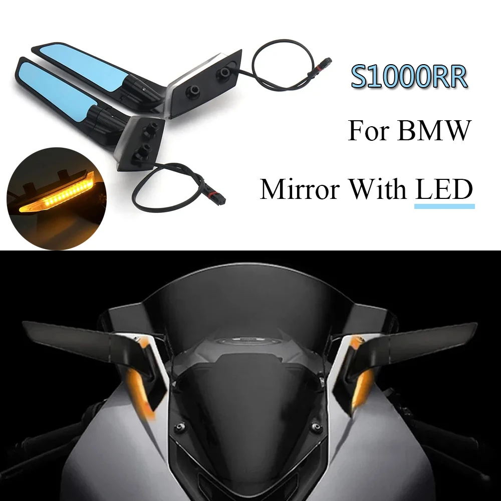 

New S 1000RR 2019- Motorcycle Stealth Mirror For BMW S1000 RR Rearview Mirrors With LED Turn Signal Indicator Adjustable Mirrors