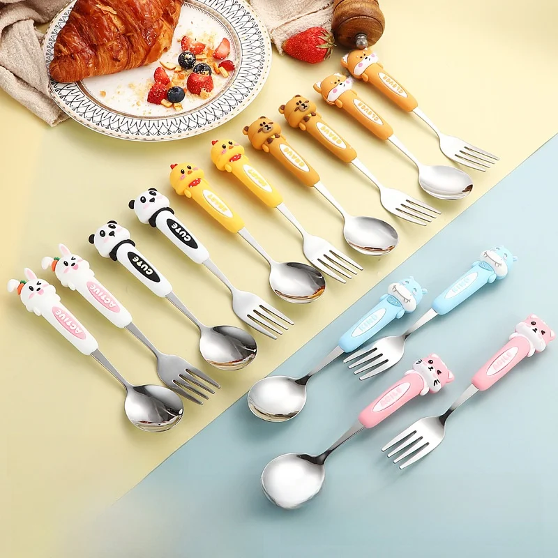 Creative 304 Stainless Steel Cute Spoon for Students Dining Utensil Home Use Meal Spoon Short Sleeve Ladies T-Shirt Summer