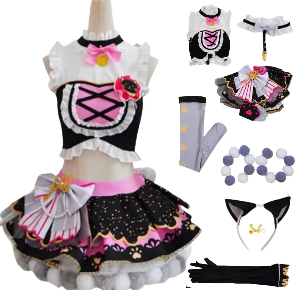 Lovelive Cat two ponytails Yazawa Nico Cosplay Costume New Women Outfit