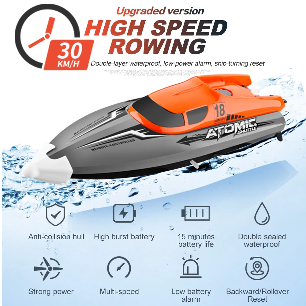 RC Boat Remote Control Boat 30KM/H High Speed IPV7 Waterproof 2.4GHz 4 Channel Racing Boat for Kids Adults