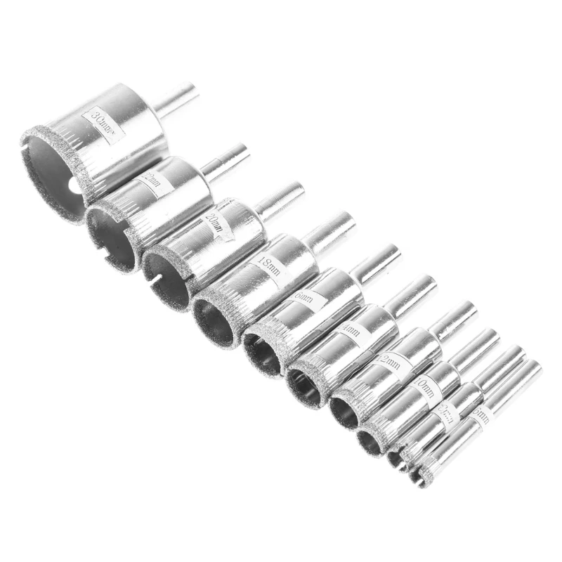Vendita calda 10 pz diamante rivestito foro centrale sega Set di punte da trapano strumenti per piastrelle marmo vetro ceramica
