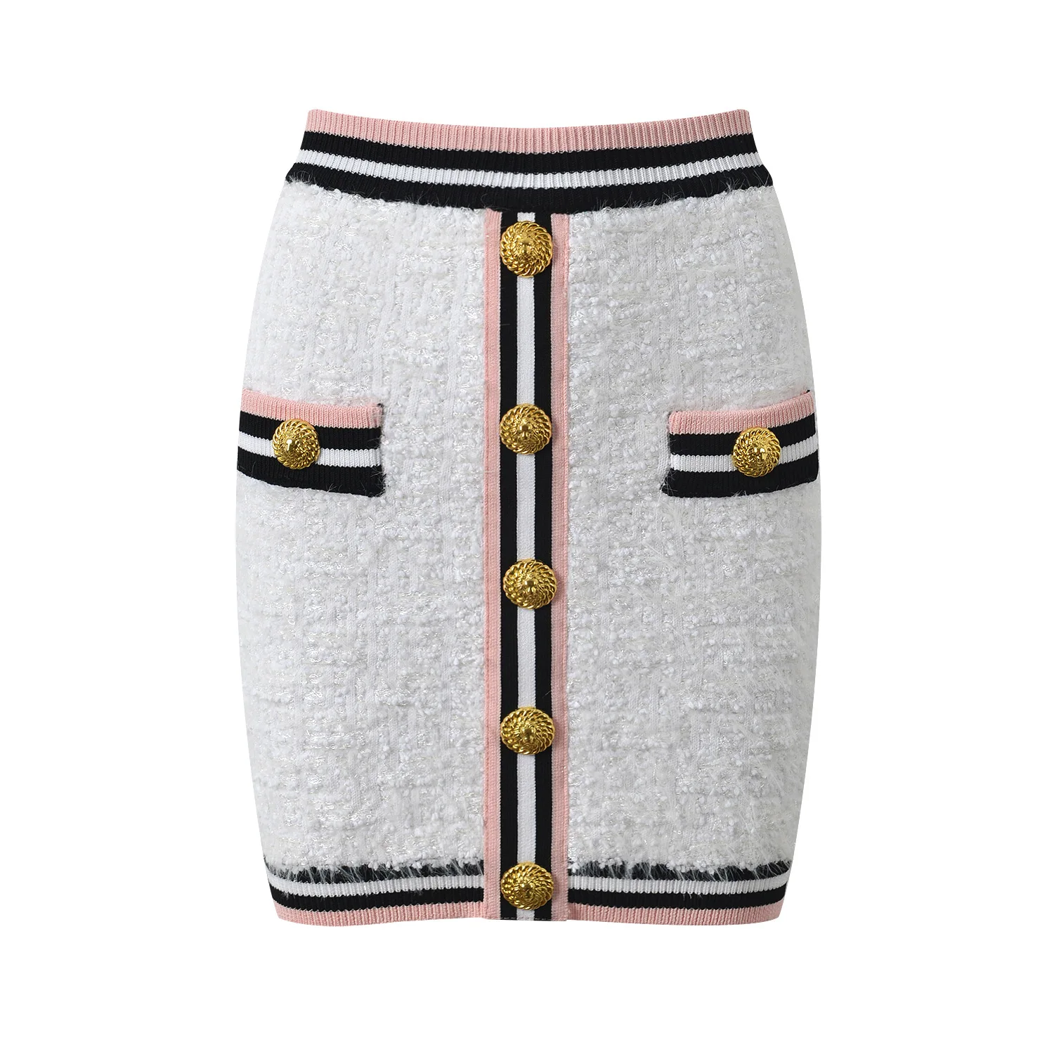 ZJYT Autumn Winter 2024 Designer Color Block Sweater and Skirt Sets 2 Pieces Women Elegant Party Outfit Casual Vintage Suits