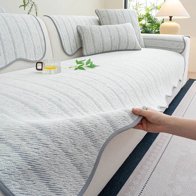 Ice Silk Sofa Cover Non-slip Sofa Mat Summer Cool Pad Cover Cloth Towel Couch Slipcovers for Living Room