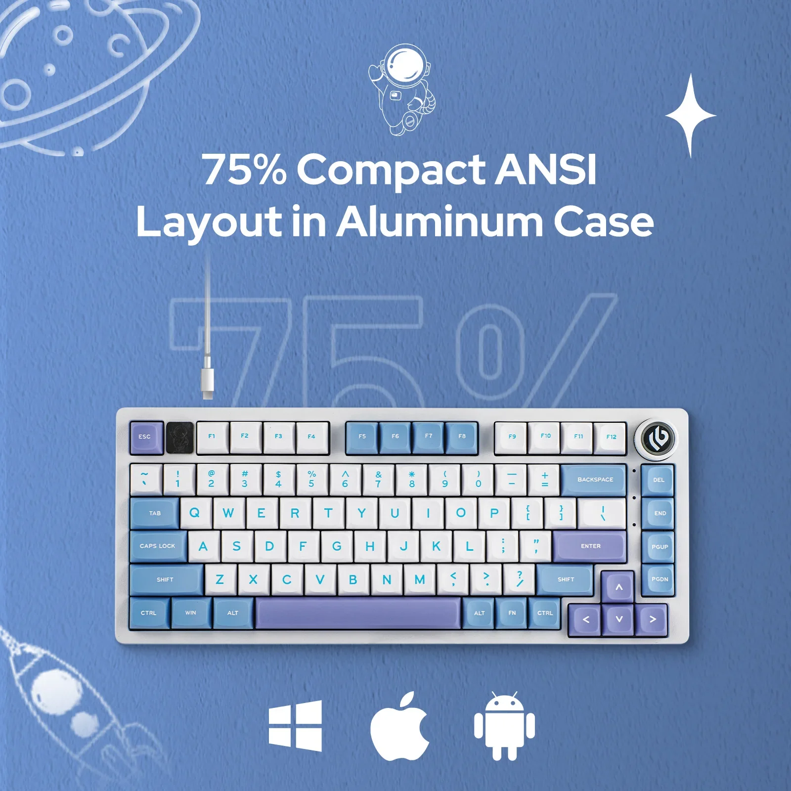 LEOBOG HI75 Keyboard Gasket Structure Mechanical Keyboard RGB Backlit Hot Swappable HIFI Sound Gaming Keyboard with PBT Keycaps