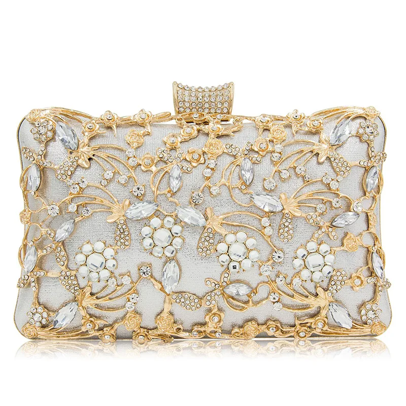 

Women's Hollow-Out Evening Clutch Bag for Wedding Elegant Prom Party Diamonds Purse Bride Dinner Handbag Chain Shoulder Bags