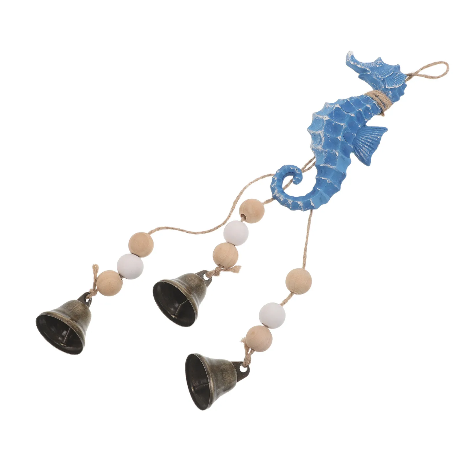 

Sea Star Wind Chime Mediterranean Style Wind Bell Beach Nautical Hanging Windchime with Wood Beads for Door Wall Decoration