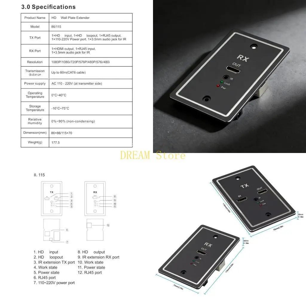 

Настенный удлинитель HDTV включает индикаторы блокировки и питания для видео 1080P, лучшая распродажа