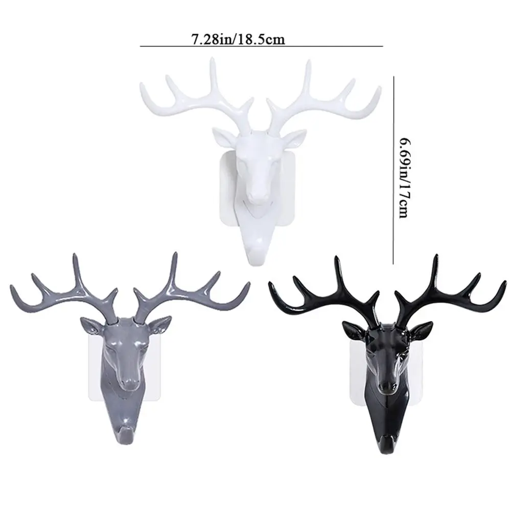 خمر البلاستيك قرون الغزلان شماعات أسود/أبيض/رمادي قرون الغزلان رئيس مفتاح حامل الجدار الشنق Traceless الغزلان القرن هوك قبعة #6