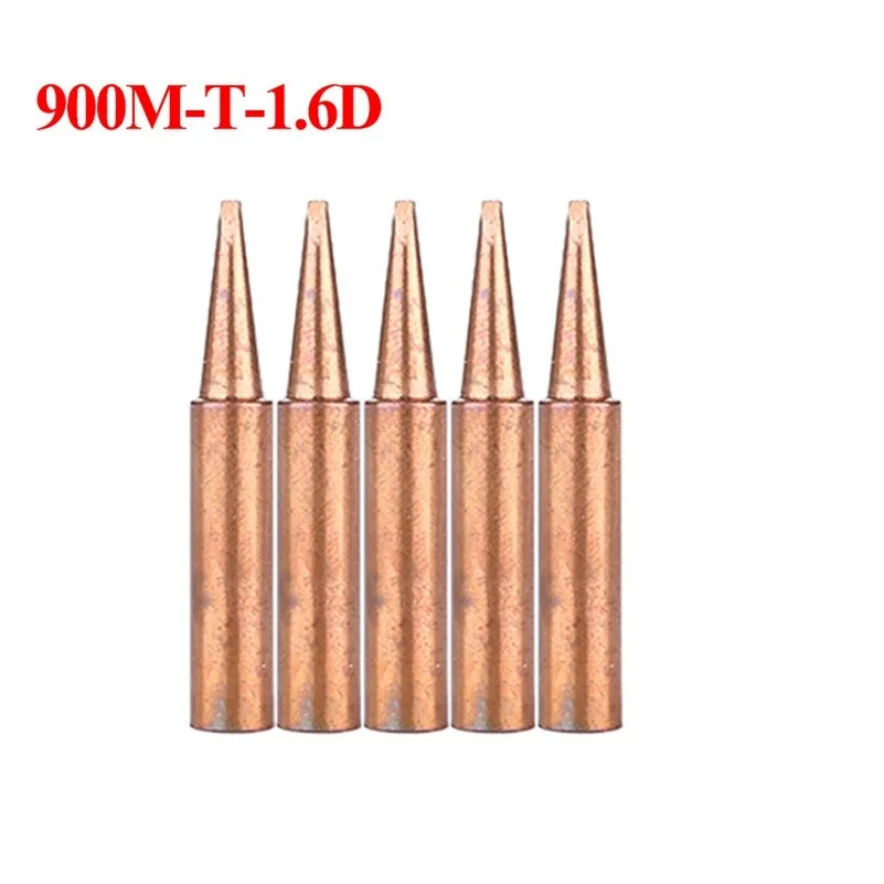 5pcs Pure Copper Soldering Iron Tip 900M-T Lead-Free Welding Solder Tips Soldering Iron Head Set B I IS K SK 1C 4C 0.8D 3.2D