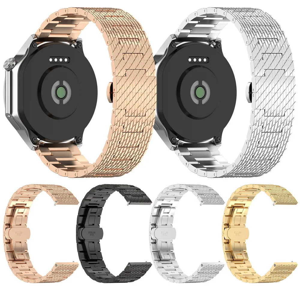 20MM 22MM Stainless steel Universal strap for Garmin forerunner 165 168 245 255 265 textured metal wristband For Samsung Huawei