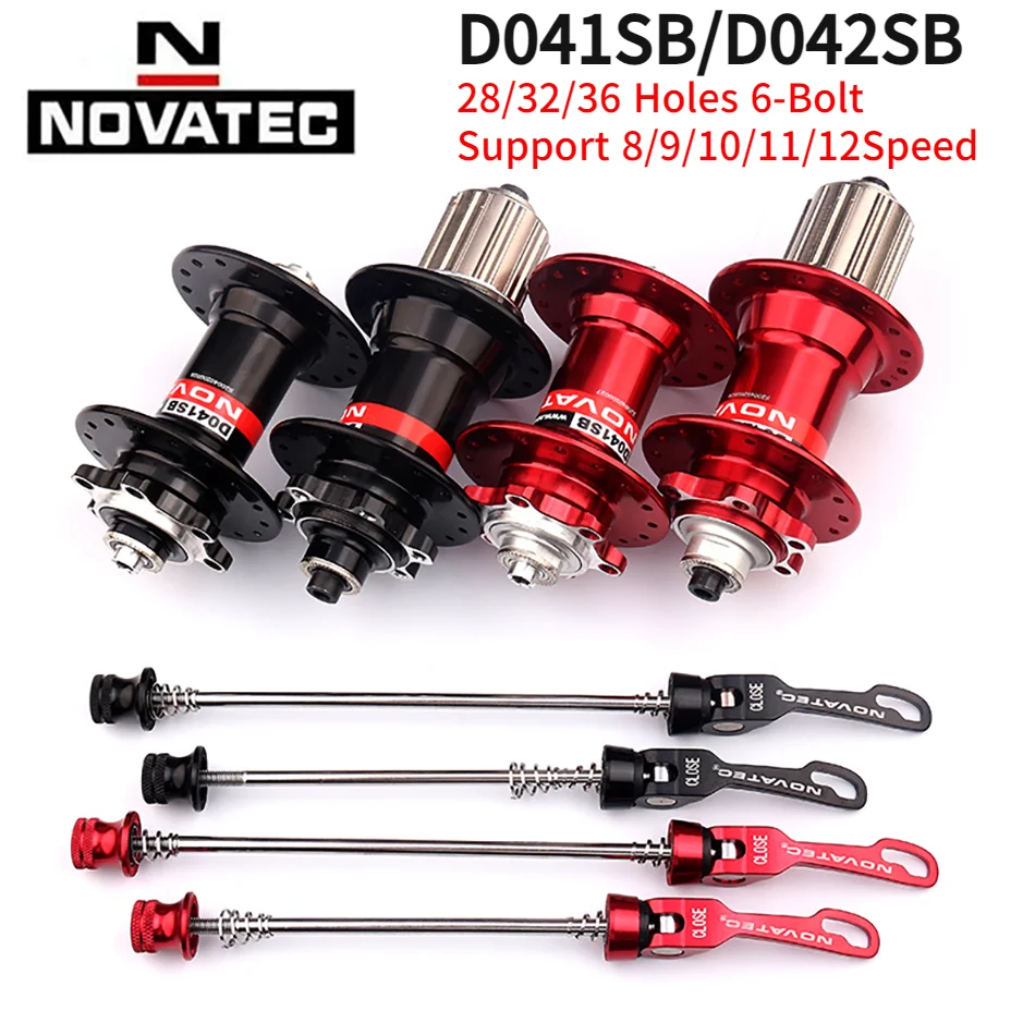 NOVATEC D041SB/D042SB MTB Hub 28/32/36 Holes 6-Bolt Disc Brake Hub J Bend Spoke HG Freehub for 8/9/10/11/12 Speed