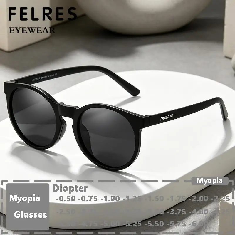 Vintage Circular Sunshade Myopia Sunglasses Finished  Prescription Lenses Men Women Outdoor Driving Eyeglasses Negative Diopter