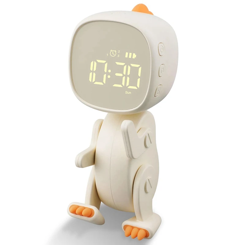 Children's Digital Alarm Clock, Three Alarms, Dinosaur Alarm Clock With Variable Shape, Snooze, Night Light Timer