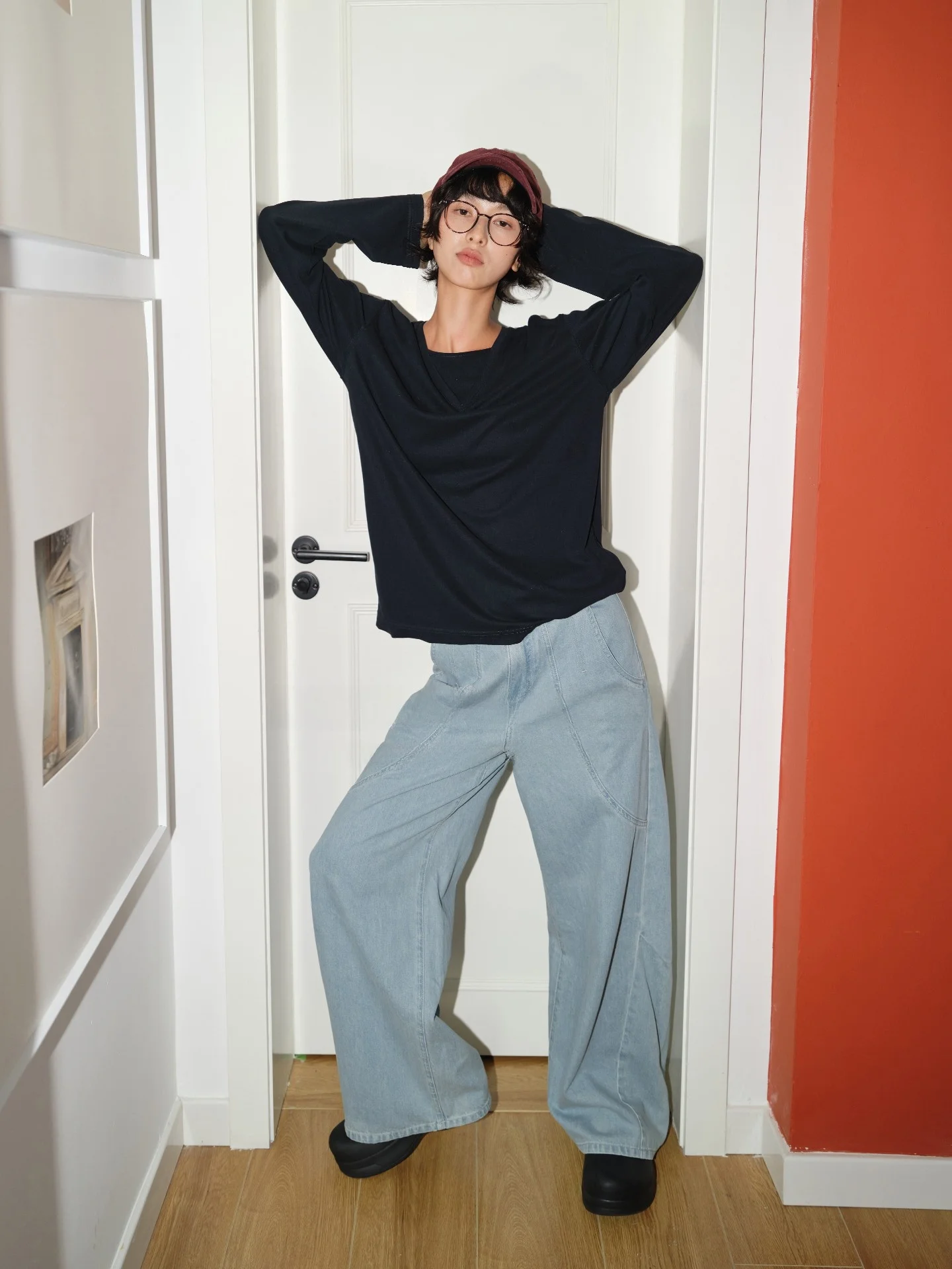 

Повседневные джинсы из хлопка, светло-голубые, 100% хлопок, свободный крой, джинсы для отдыха, с высокой талией, прямые штанины