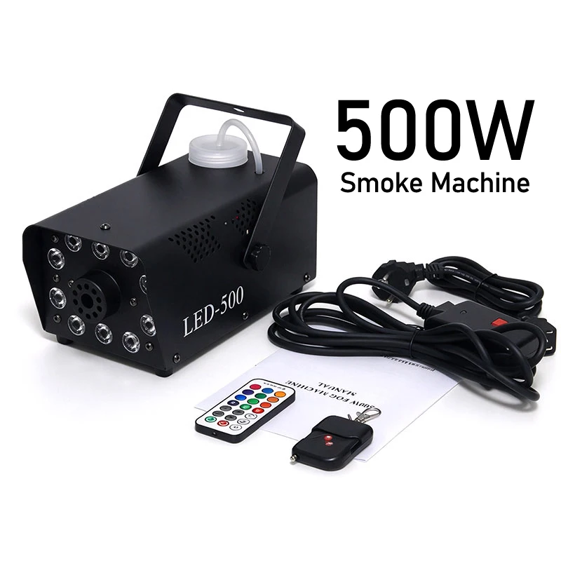 500W LED Professional Smoke Machine Wired Wireless Remote Stage Lighting Fog Machine Smoke  For Wedding Christmas Birthday Party