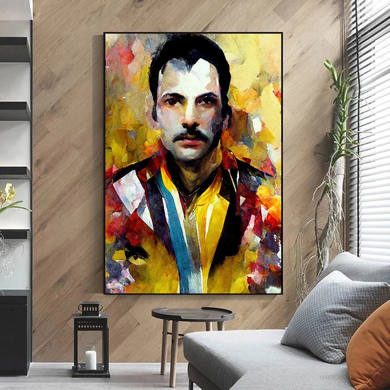 Queen Inspired Portraits Posters Freddie Mercury, Brian May, John Deacon, Roger Taylor Canvas Painting Print Wall Art Home Decor