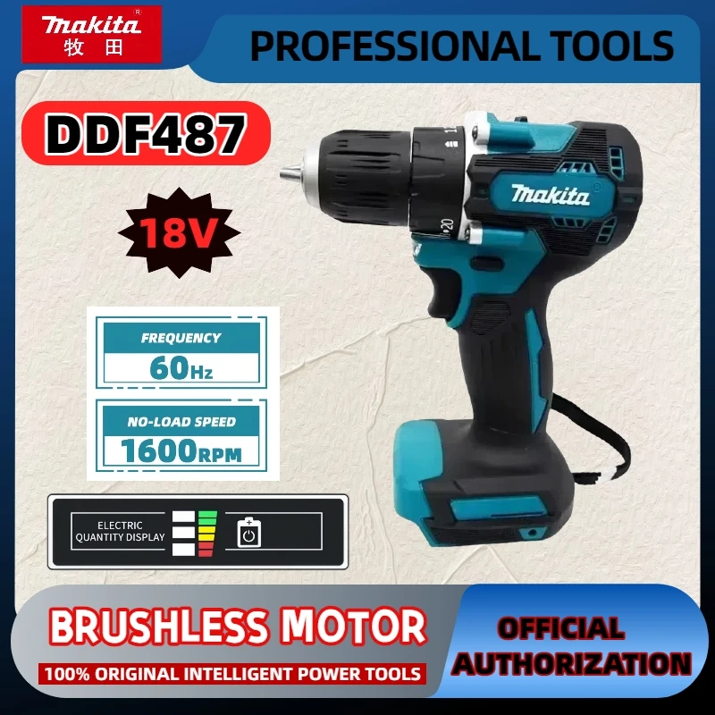 Makita – perceuse à tournevis sans fil DDF487, tournevis à percussion électrique sans balais, outil électrique Rechargeable 18V, vente en gros