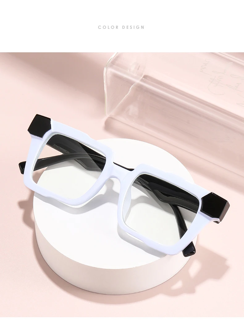Lichtempfindlicher, farbwechselnder Spiegel, personalisierter, farbblockierender, flacher, heller Spiegel, Retro-Myopiebrille mit quadratischem Rahmen 6132 – Detail 13